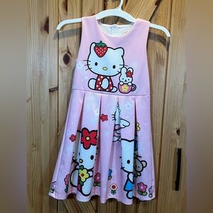 Girl’s Pink Hello Kitty Sleeveless Dress Pink Partially Lined Fancy Party Dress